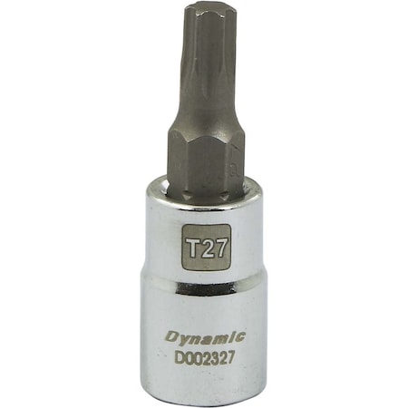 Dynamic Tools 1/4 Drive Torx Head Socket, Std Length Chrome, Torx Bit T27 D002327